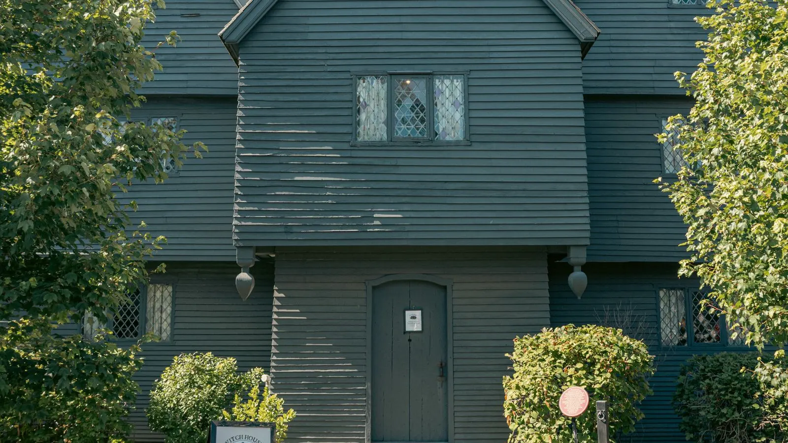 Dark historic colonial house in Salem, Massachusetts
