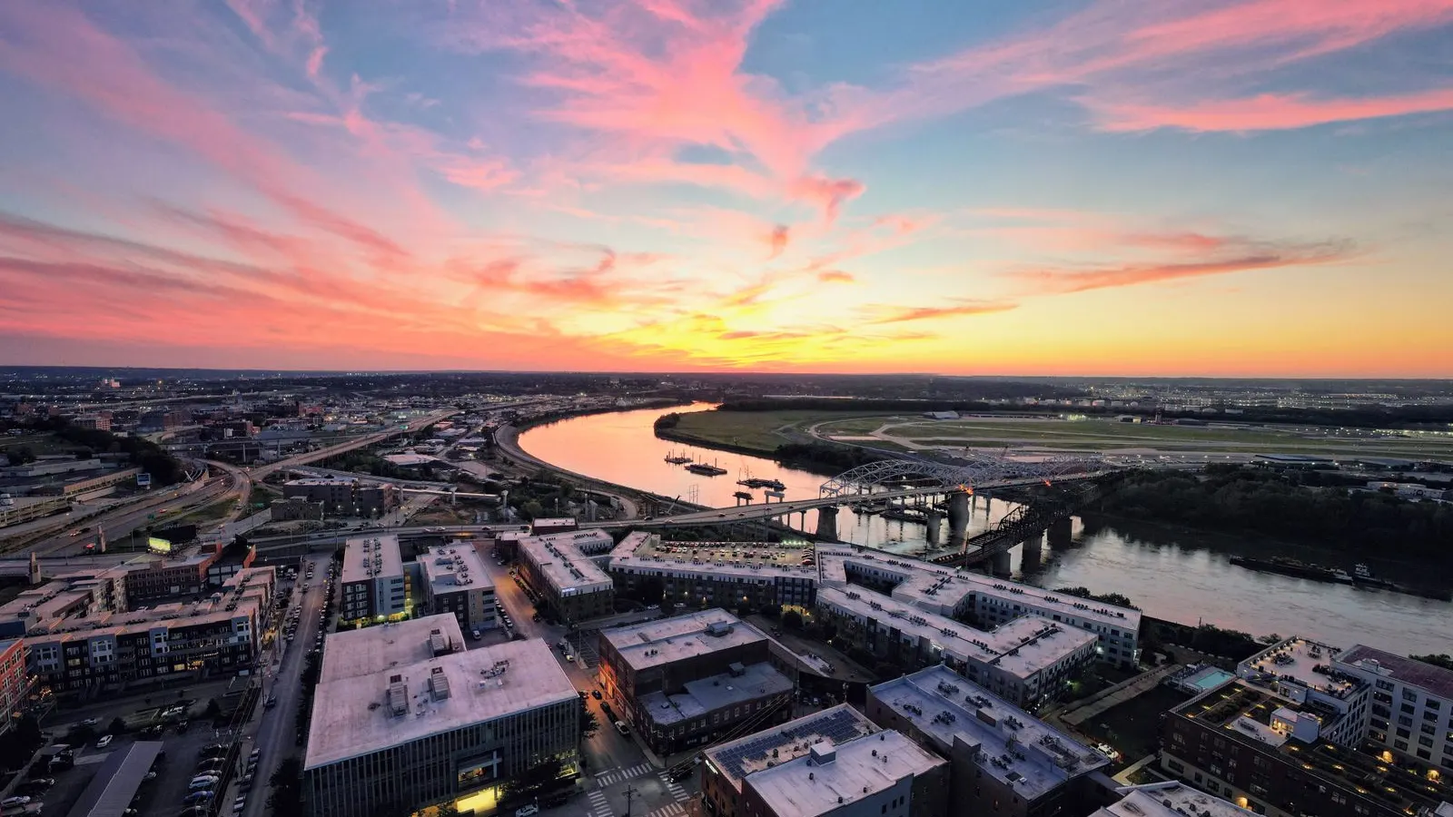 Kansas City from above at dawn