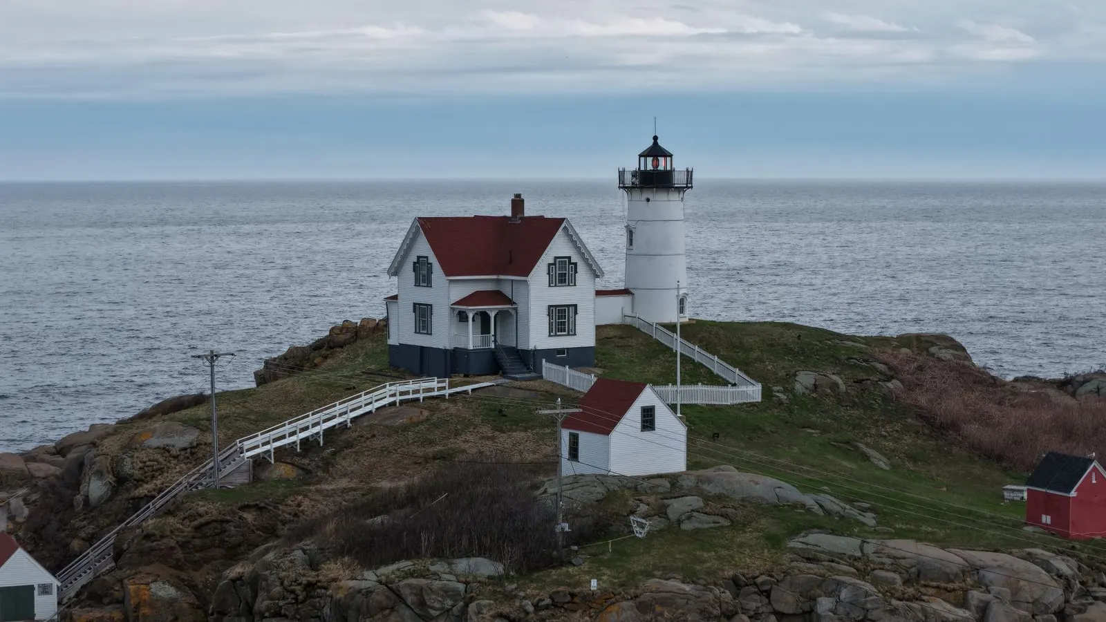 Nubble Lighthouse in York, Maine, from above