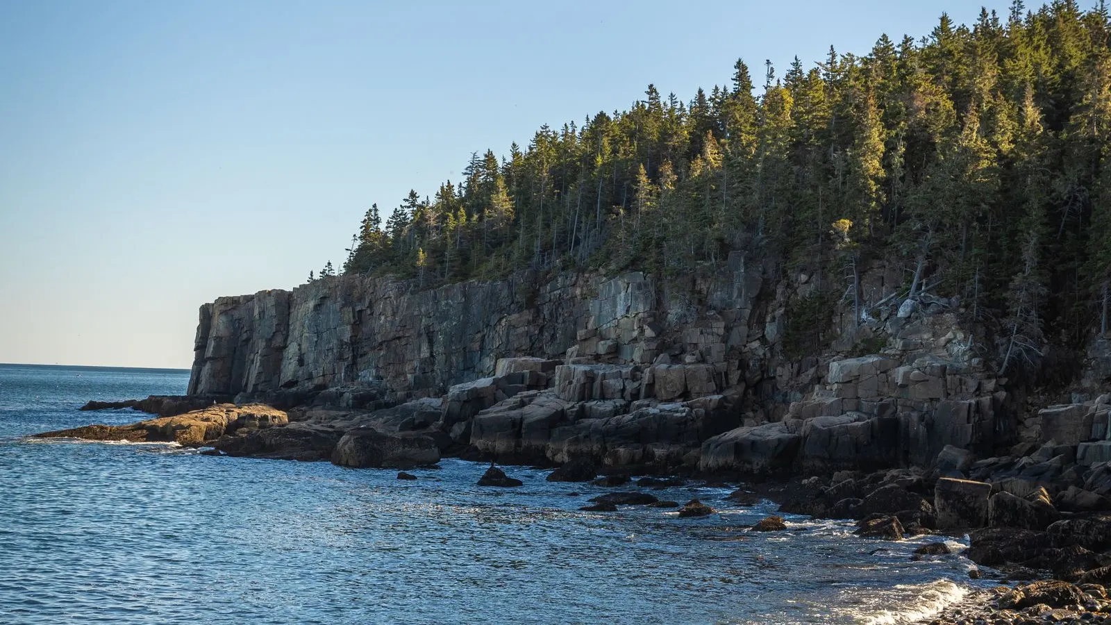 Granite cliffs along the Acadia shoreline